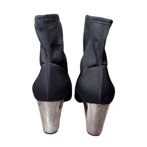 Nine West Women Black With Chrome Chunky Heel Delayna Fabric Ankle Boot Size 9M - Picture 2 of 5